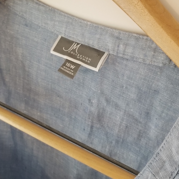 💋 JM collection size 16w blue button down top - Picture 4 of 7